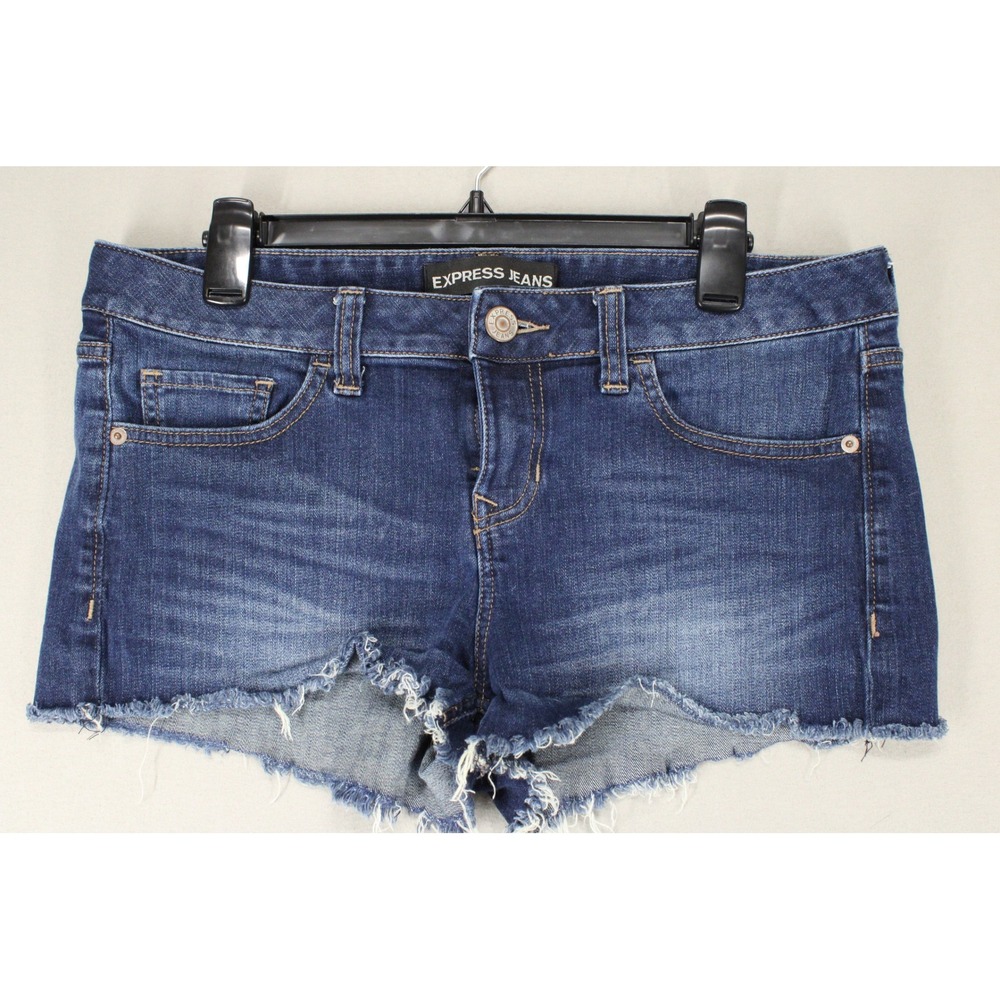 Express Jeans Denim Cut Off Shorts Womens 8 Cotton 2" Inseam Frayed Boho